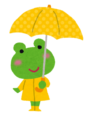 傘をさしたカエルさん