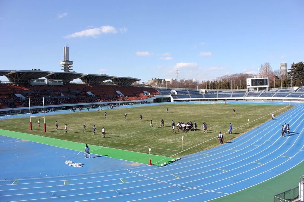 駒沢オリンピック公園総合運動場陸上競技場でのラグビー