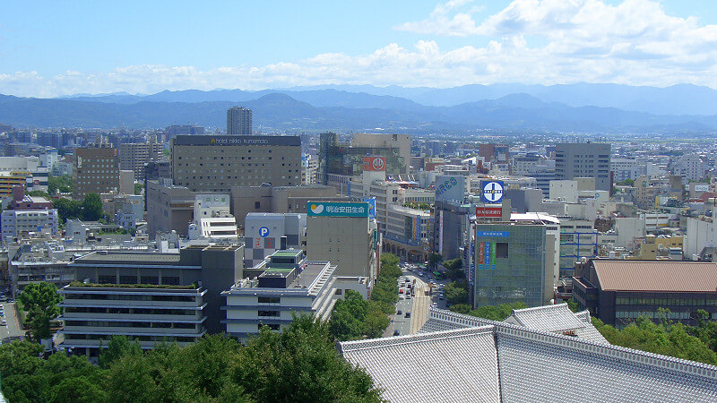 熊本城から眺める熊谷市街地