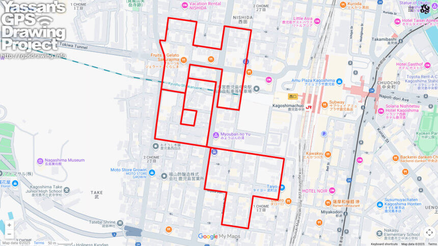 鹿児島市のHOT（鹿児島県鹿児島市）のGPSアート