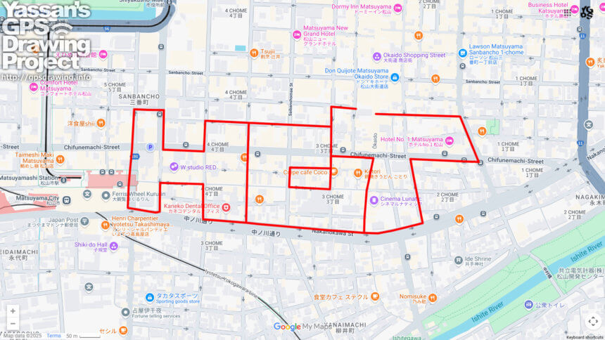 松山市のHOT（愛媛県松山市）のGPSアート