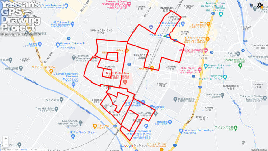 十日町（新潟県十日町市）のGPSアート