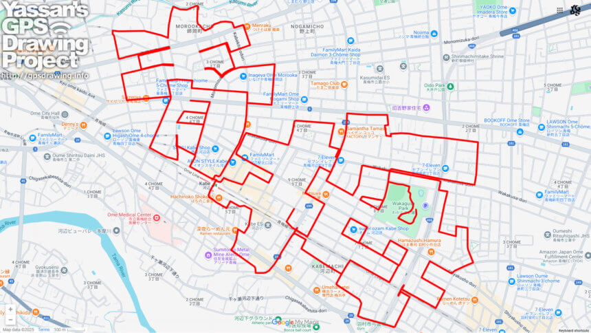 青梅（東京都青梅市）のGPSアート