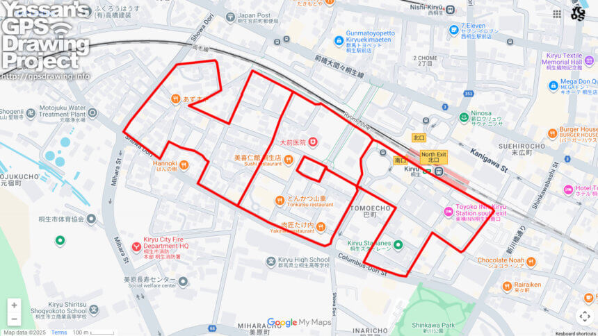 桐生市のHOT（群馬県桐生市）のGPSアート