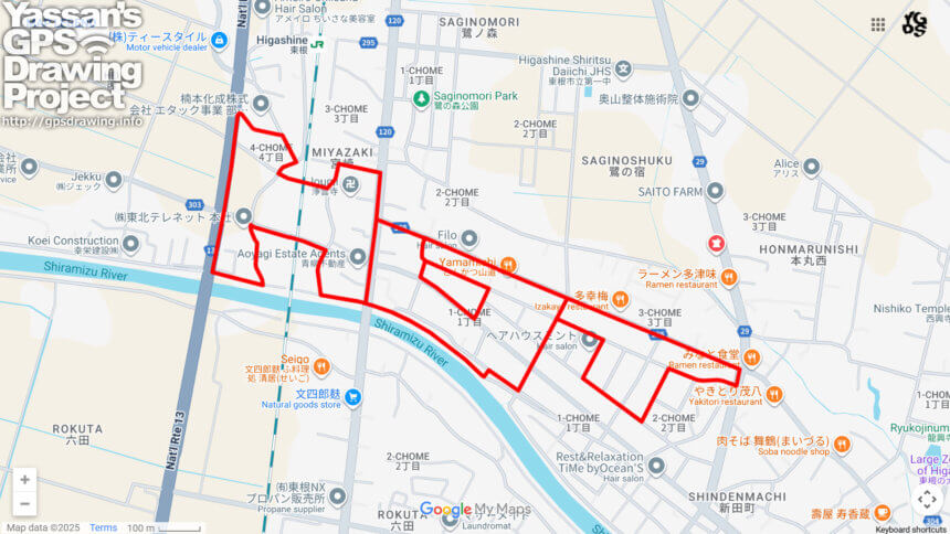 東根市のHOT（山形県東根市）のGPSアート