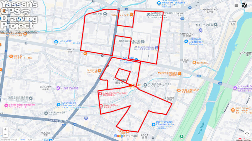 一関市のHOT（岩手県一関市）のGPSアート