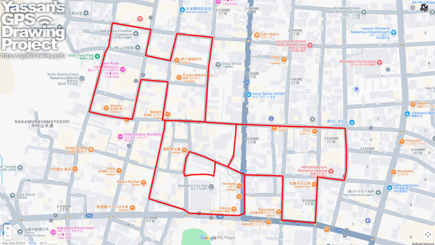 四万十市のHOT（高知県四万十市）のGPSアート