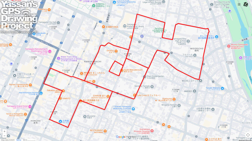 山形市のHOT（山形県山形市）のGPSアート