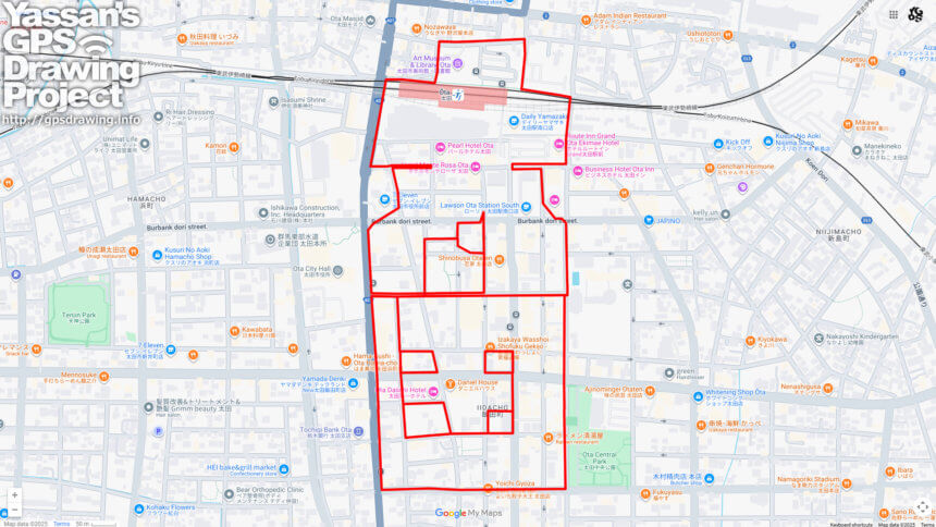 太田（群馬県太田市）のGPSアート
