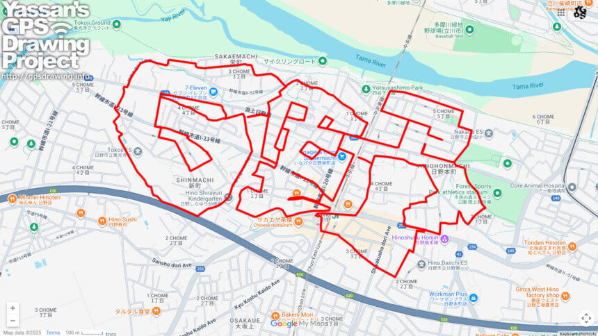 日野（東京都日野市）のGPSアート