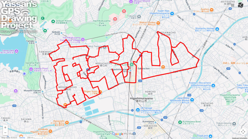 東村山（東京都東村山市）のGPSアート