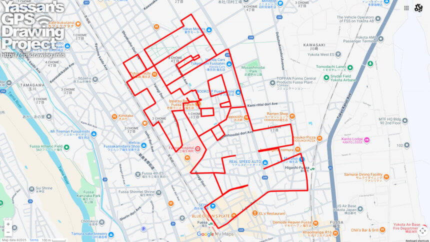 福生（東京都福生市）のGPSアート