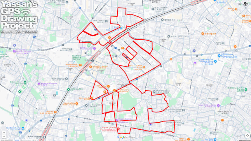 狛江（東京都狛江市）のGPSアート