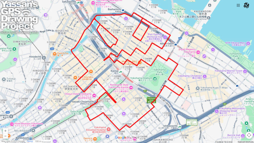 横浜のおばけ（神奈川県横浜市中区）のGPSアート