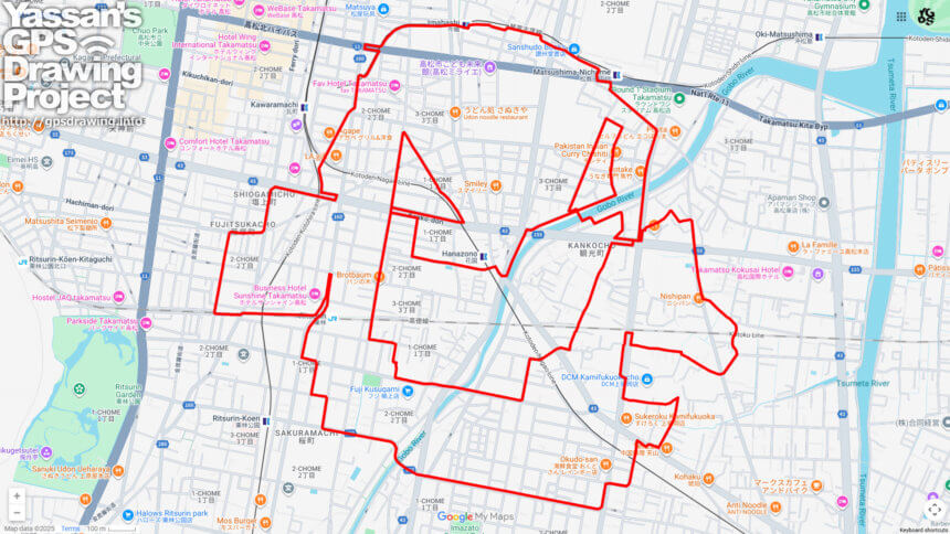 高松のおばけ（香川県高松市）のGPSアート