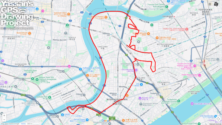 歌島のおばけ（大阪府大阪市西淀川区）のGPSアート