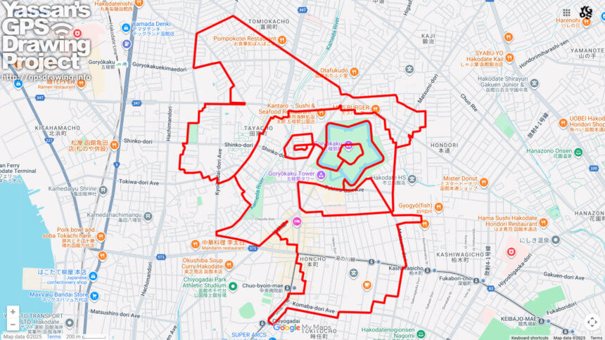 函館のおばけ（北海道函館市）のGPSアート