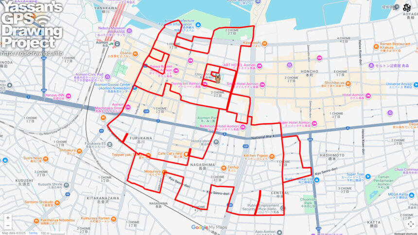 善知鳥神社の馬（青森県青森市）のGPSアート