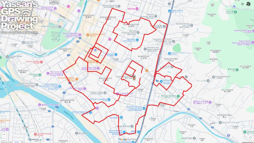 盛岡八幡宮の馬（岩手県盛岡市）のGPSアート