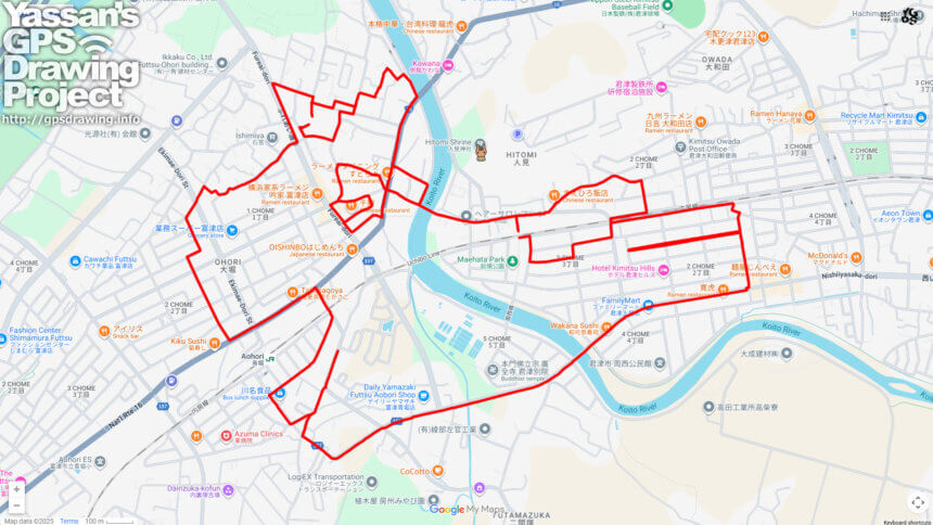 人見神社の馬（千葉県君津市）のGPSアート