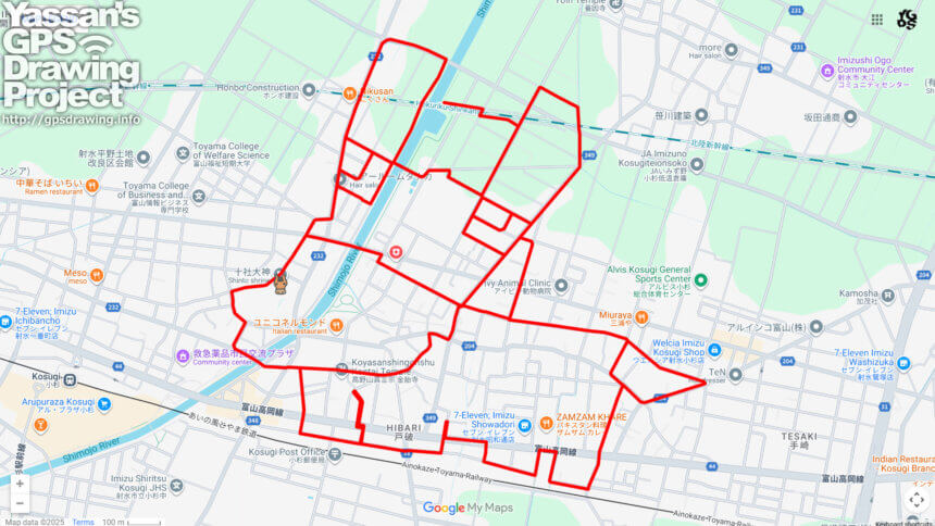 十社大神の馬（富山県射水市）のGPSアート