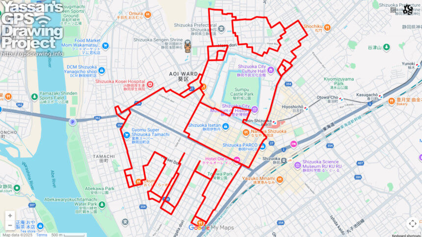 静岡浅間神社の馬（静岡県静岡市）のGPSアート