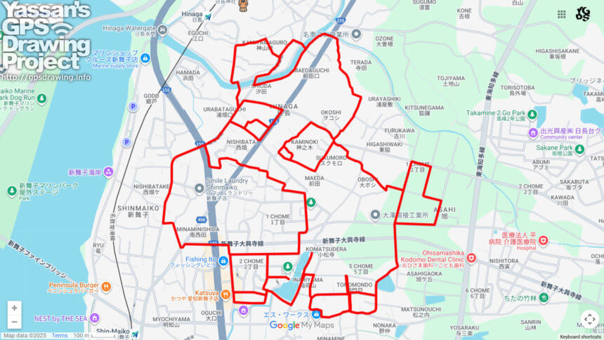 日長神社の馬（愛知県知多市）のGPSアート