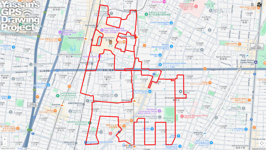 住吉大社の馬（大阪市住吉区）のGPSアート