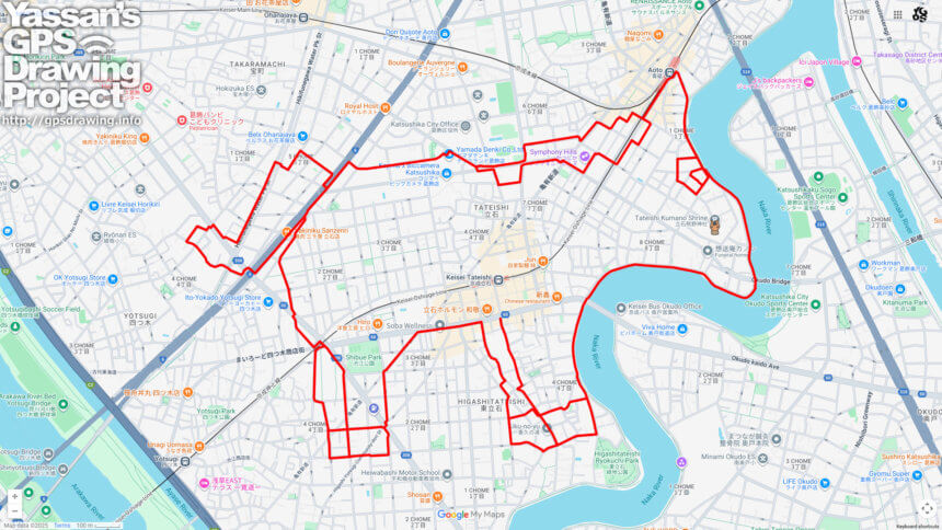 立石熊野神社の馬（東京都葛飾区）のGPSアート