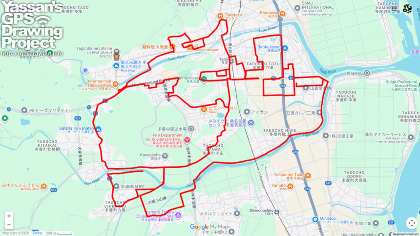 多度大社の馬（三重県桑名市）のGPSアート