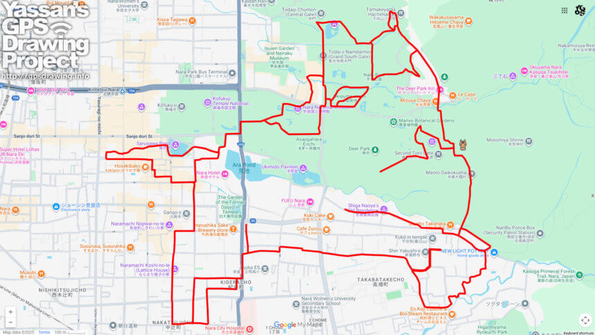 春日大社の馬（奈良県奈良市）のGPSアート