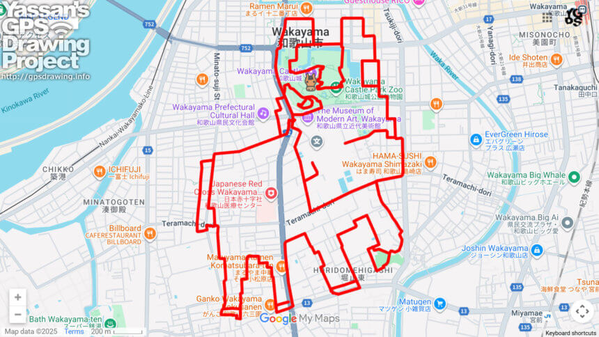 和歌山城の馬（和歌山県和歌山市）のGPSアート