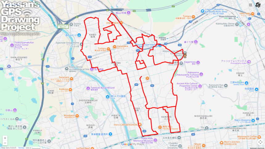 吉備津神社の馬（岡山県岡山市）のGPSアート