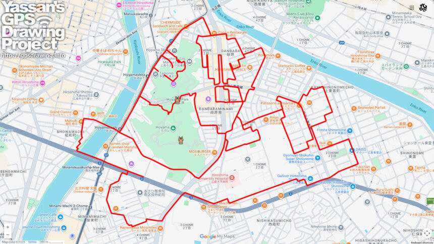 比治山公園の馬（広島県広島市）のGPSアート