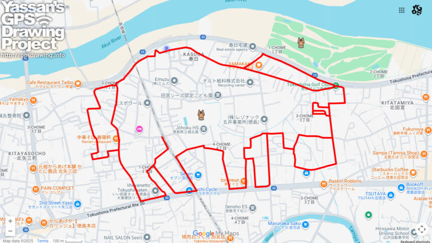 徳島競馬場跡地の馬（徳島県徳島市）のGPSアート