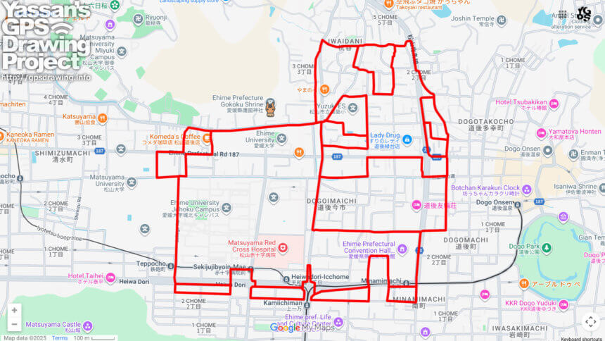 愛媛縣護國神社の馬（愛媛県松山市）のGPSアート