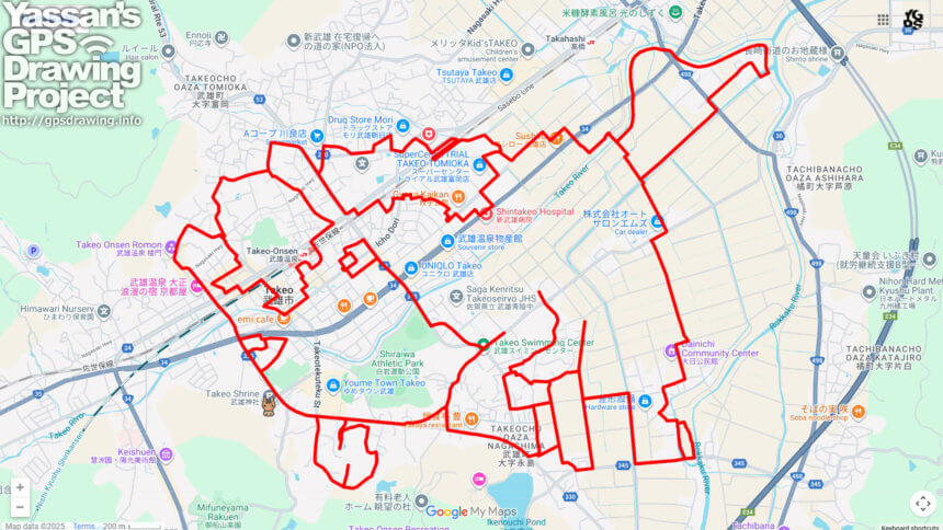 武雄神社の馬（佐賀県武雄市）のGPSアート