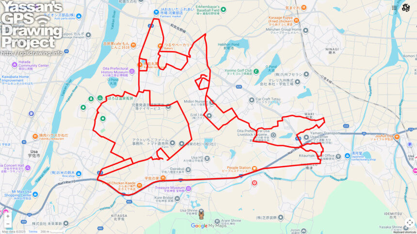 宇佐神宮の馬（大分県宇佐市）のGPSアート