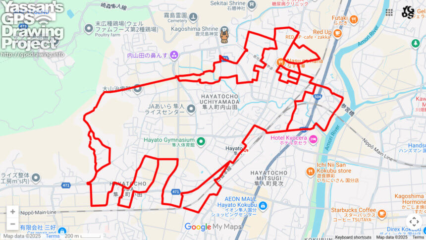 鹿児島神宮の馬（鹿児島県霧島市）のGPSアート