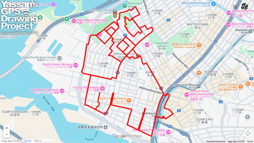 波上宮の馬（沖縄県那覇市）のGPSアート