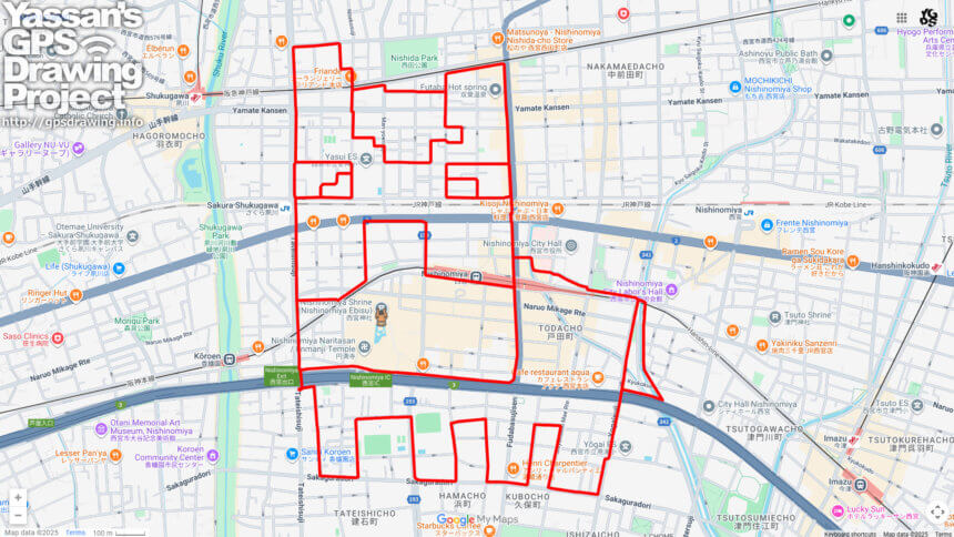 西宮神社の馬（兵庫県西宮市）のGPSアート