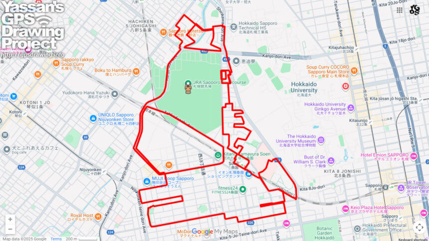 札幌競馬場の馬（北海道札幌市）のGPSアート