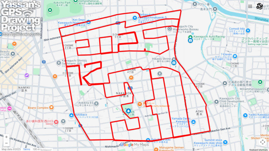 鎮守氷川神社のカレンダー（埼玉県川口市）のGPSアート