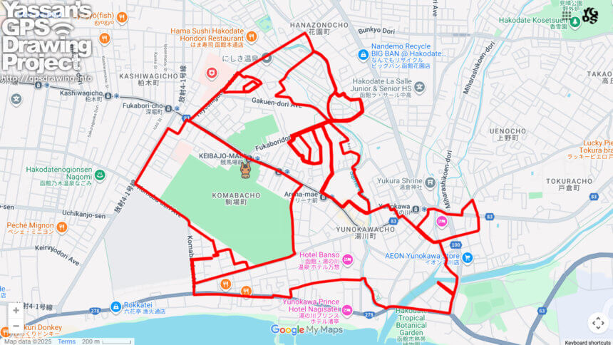 函館競馬場の馬（北海道函館市）のGPSアート