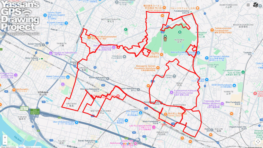 中山競馬場の馬（千葉県船橋市）のGPSアート