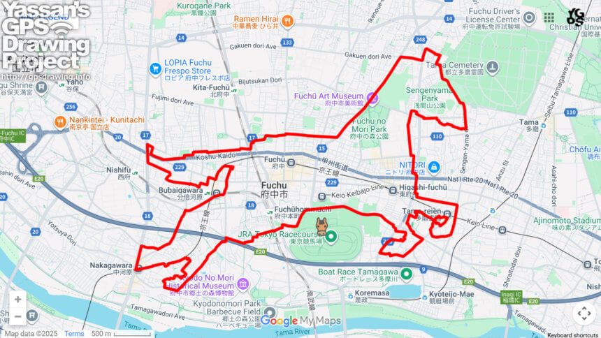 東京競馬場の馬（東京都府中市）のGPSアート
