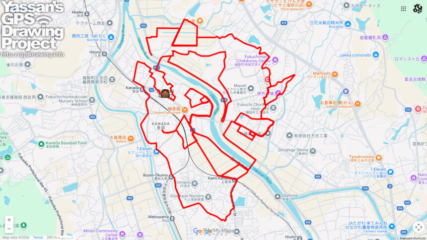 福智町の鬼（福岡県福智町）のGPSアート