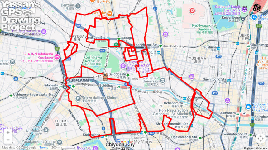 ウインズ後楽園の馬（東京都文京区）のGPSアート