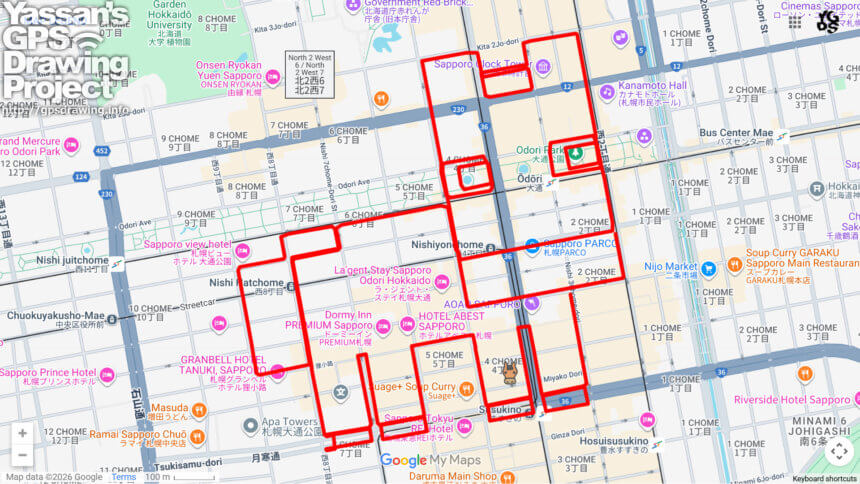 ウインズ札幌の馬（北海道札幌市中央区）のGPSアート