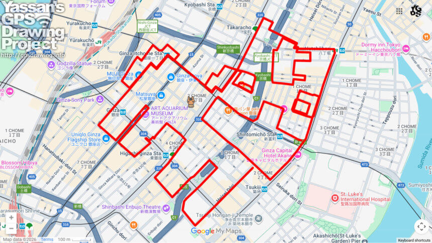 ウインズ銀座の馬（東京都中央区）のGPSアート